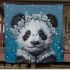 Black and white cute panda with blue eyes blanket