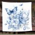 Blue butterfly and blue flowers blanket