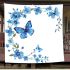 Blue butterfly and blue flowers blanket