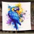 Blue macaw in the style of abstract watercolor blanket