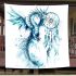 Blue whit dragon anime with dream catcher area rug blanket