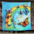 Butterflies fly to the sounds of violin and musical notes blanket