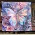 Colored butterfly surrounded by blooming flowers blanket