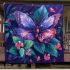 Colorful beautiful butterfly and pink flowers blanket