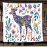 Colorful deer with colorful flowers blanket