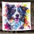 Colorful drawing of an adorable border collie blanket