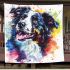 Colorful drawing of an adorable border collie blanket