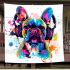 Colorful french bulldog wearing headphones blanket