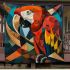 Colorful macaw in the style blanket