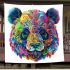 Colorful panda head design with vibrant colors blanket