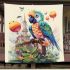 Colorful parrot in whimsical scene blanket