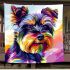 Colorful realistic yorkshire terrier portrait blanket