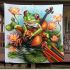 Cool frog with music notes and violin and lotus flower blanket
