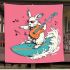 Cool rabbit wearing sunglasses surfing with electric guitar blanket