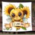 Cute baby bee wearing sunflowers blanket