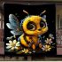 Cute baby bee with flowers blanket