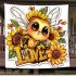 Cute baby bee with sunflowers blanket