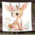 Cute baby deer with flowers in pastel colors blanket