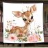 Cute baby deer with flowers in pastel colors blanket