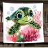 Cute baby turtle colorful corals blanket