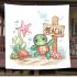 Cute baby turtle with big eyes sitting blanket