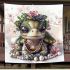 Cute baby turtle with big eyes wearing a floral crown blanket