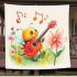 Cute bee and music notes with electric guitar blanket