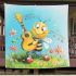 Cute bee and music notes with electric guitar blanket