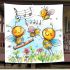 Cute bee and music notes with flute blanket