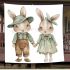 Cute bunny couple holding hands blanket