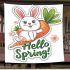 Cute bunny sitting on top of an carrot hello spring blanket