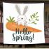 Cute bunny sitting on top of an carrot hello spring blanket