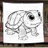 Cute cartoon baby turtle coloring blanket