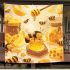 Cute cartoon bee is happily making honey blanket