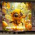 Cute cartoon bee with big eyes and wings blanket