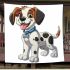 Cute cartoon brown and white puppy with black spots blanket
