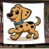 Cute cartoon dog clip art with a simple drawing blanket