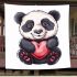 Cute cartoon panda holding a heart blanket