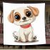 Cute cartoon puppy sitting with red collar blanket