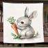 Cute cartoon rabbit holding a carrot blanket
