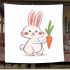 Cute cartoon rabbit holding a carrot in a simple blanket