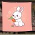 Cute cartoon rabbit playing with a carrot blanket