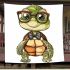 Cute cartoon turtle wearing glasses blanket