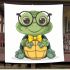 Cute cartoon turtle wearing glasses blanket