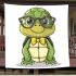 Cute cartoon turtle wearing glasses blanket