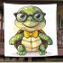 Cute cartoon turtle wearing glasses blanket