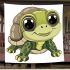 Cute cartoon turtle with big eyes blanket