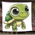 Cute cartoon turtle with big eyes blanket
