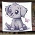 Cute cartoon vector illustration of a puppy sitting blanket