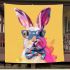 Cute colorful easter bunny with a bow tie and sunglasses blanket